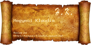 Hegyesi Klaudia névjegykártya